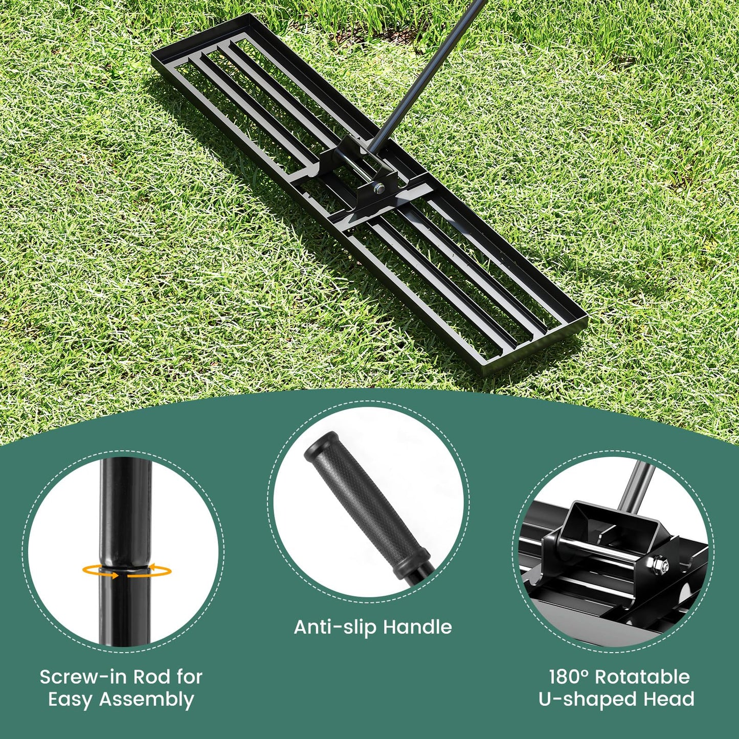 46" x 10” Heavy Duty Lawn Leveler with 77” Ergonomic Handle