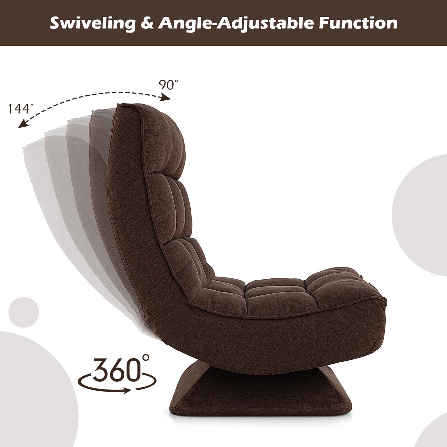 4-Position Adjustable Floor Chair with Swivel Base
