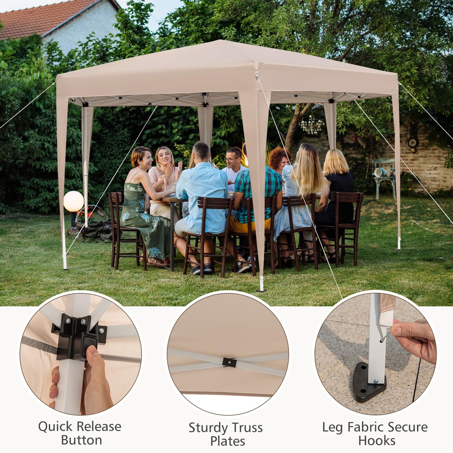 400 x 348cm Hexagonal Pop-Up Canopy Tent with Dressed Legs and Carry Bag