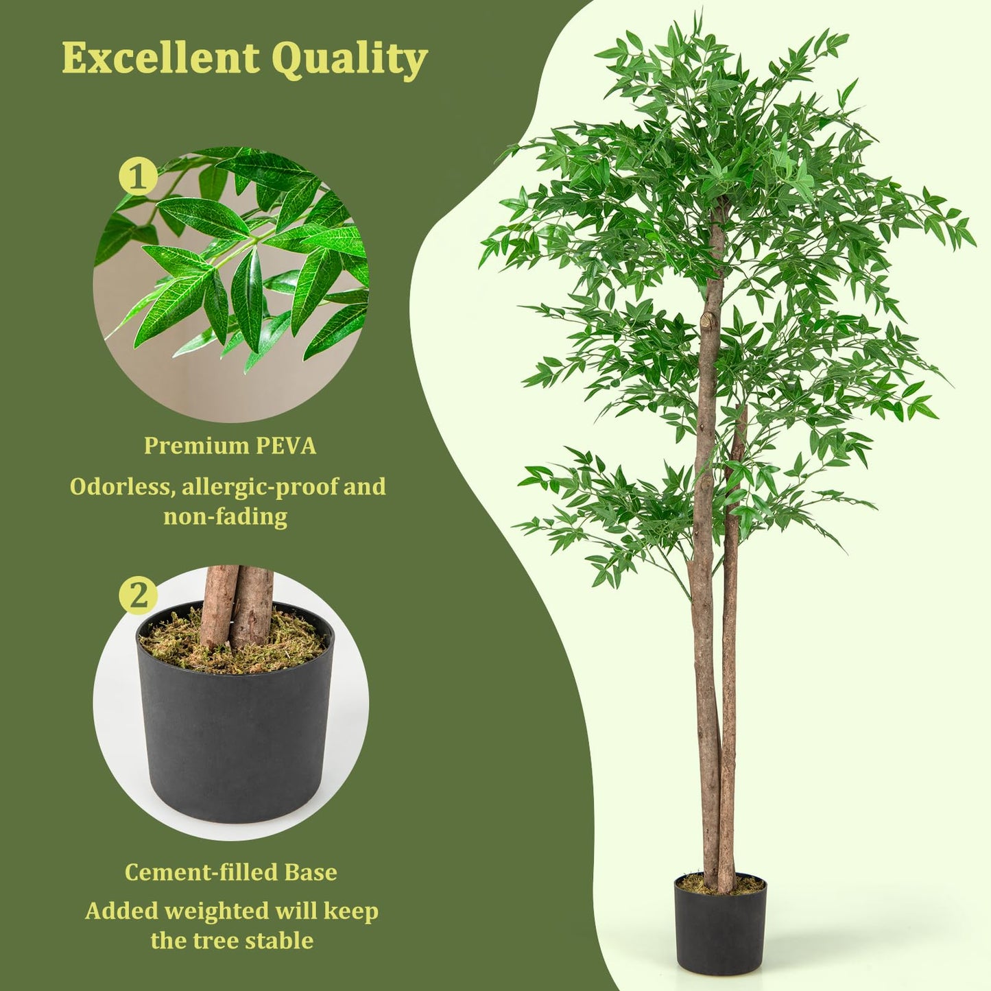 Artificial Bamboo Tree Faux Bamboo Plant with 1020 Leaves