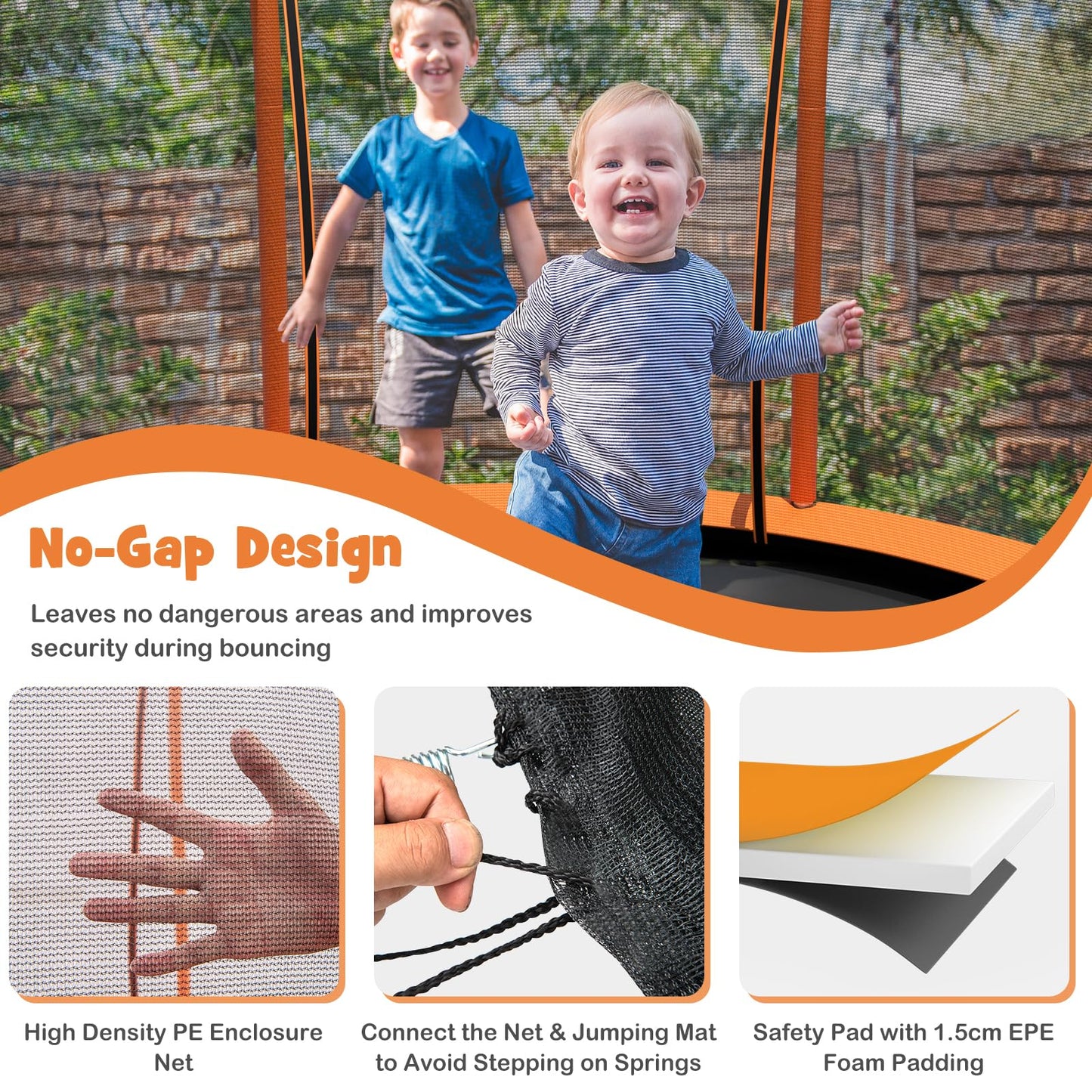 10FT Round Trampolines with Safety Enclosure Net