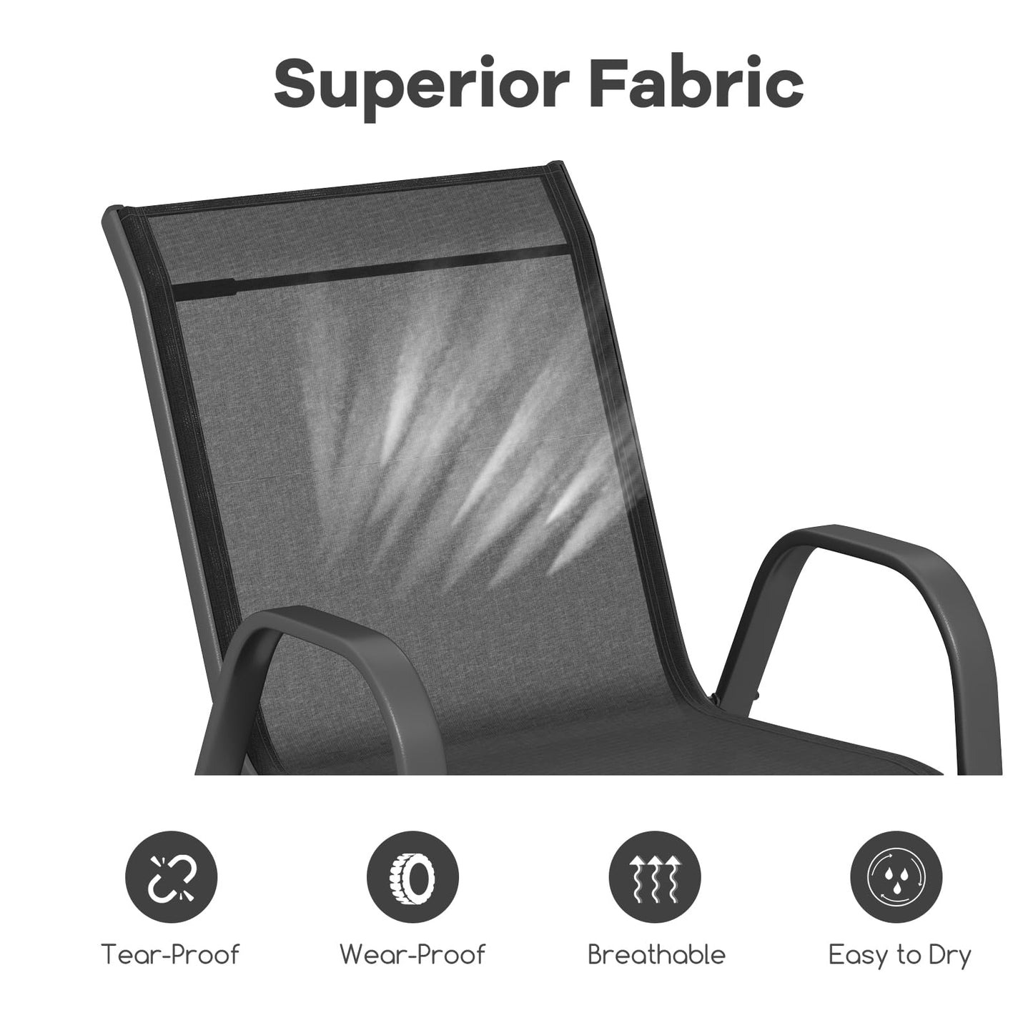 Set of 4 Patio Chairs with Armrests for Garden Deck and Porch