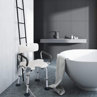 Height Adjustable Tub Shower Seat with U-Shaped Seat and Shower Buckle