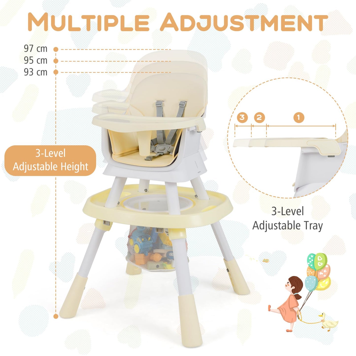 16 in 1 Convertible Highchair/Table Chair Set/Building Block Table/Booster Seat with Removable Tray