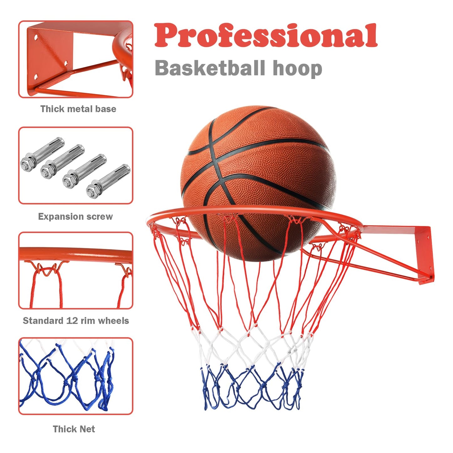 Basketball Hoop Wall Mounted for Kids Adults