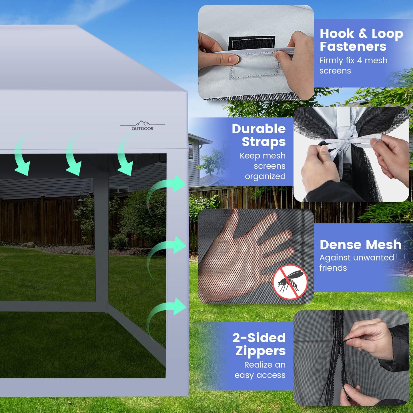 3m x 6m Pop Up Gazebo UV Screen House Party Tent with Removable Sidewalls