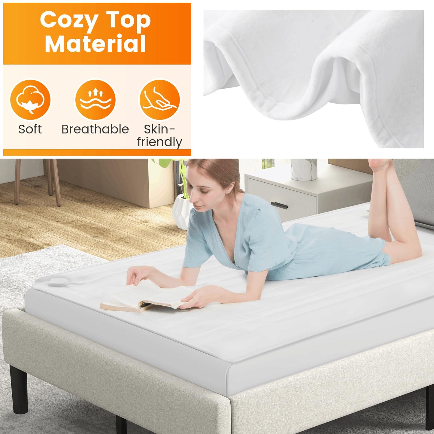 Heated Mattress Pad with 8 Temp Settings and Timing Function