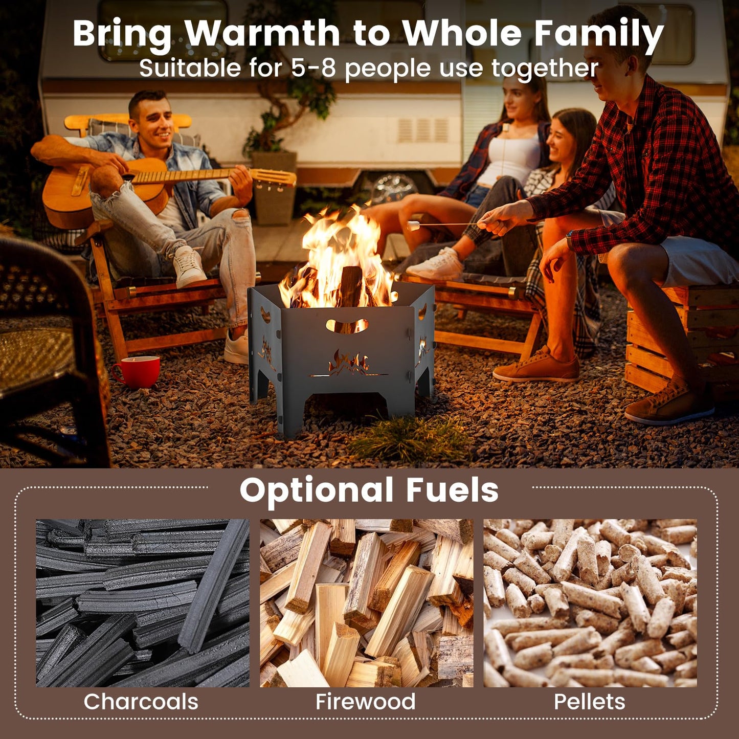 Collapsible Patio Wood Burning Fire Bowl with Carry Bag