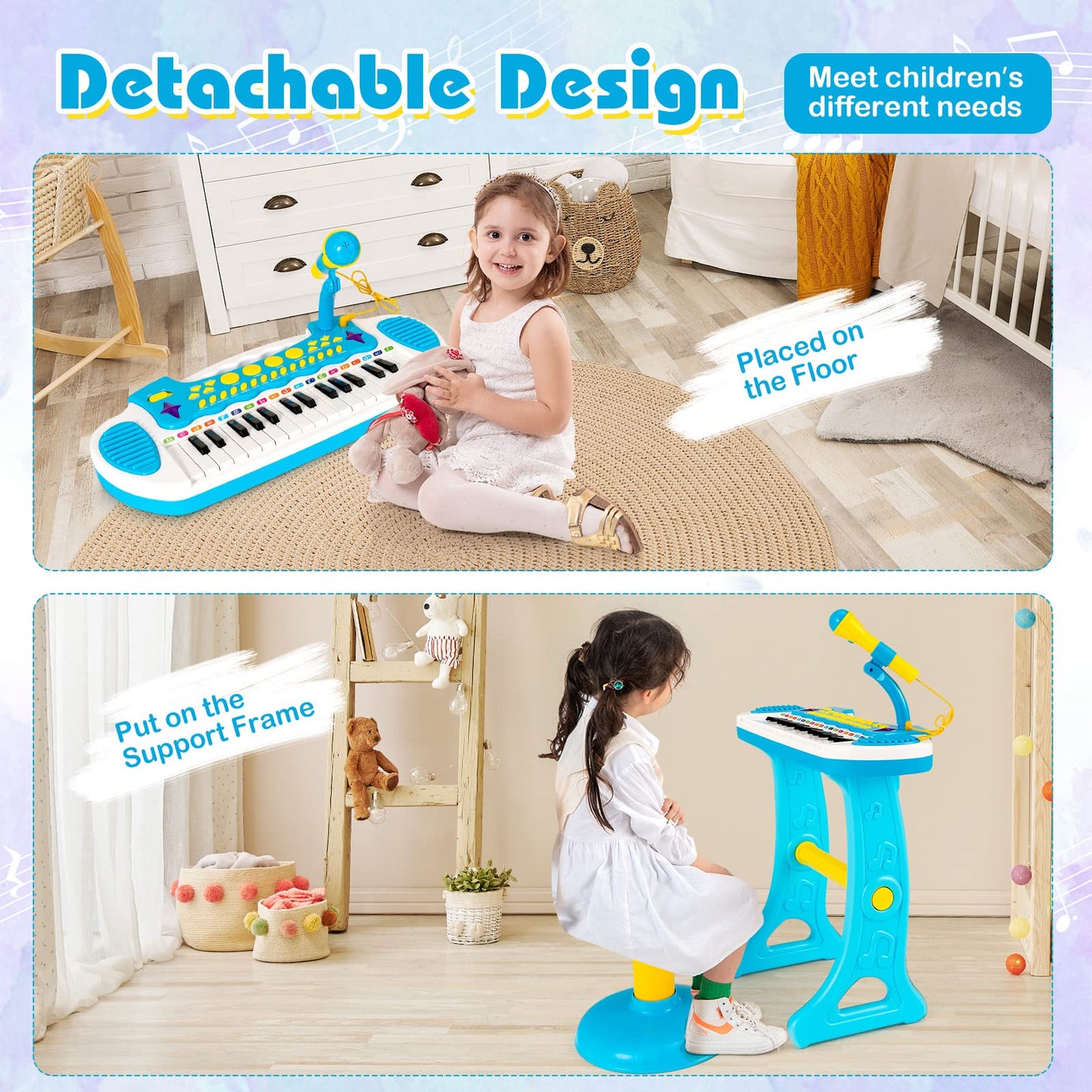 Portable Electronic 31-Key Kids Piano Keyboard Toy with Stool
