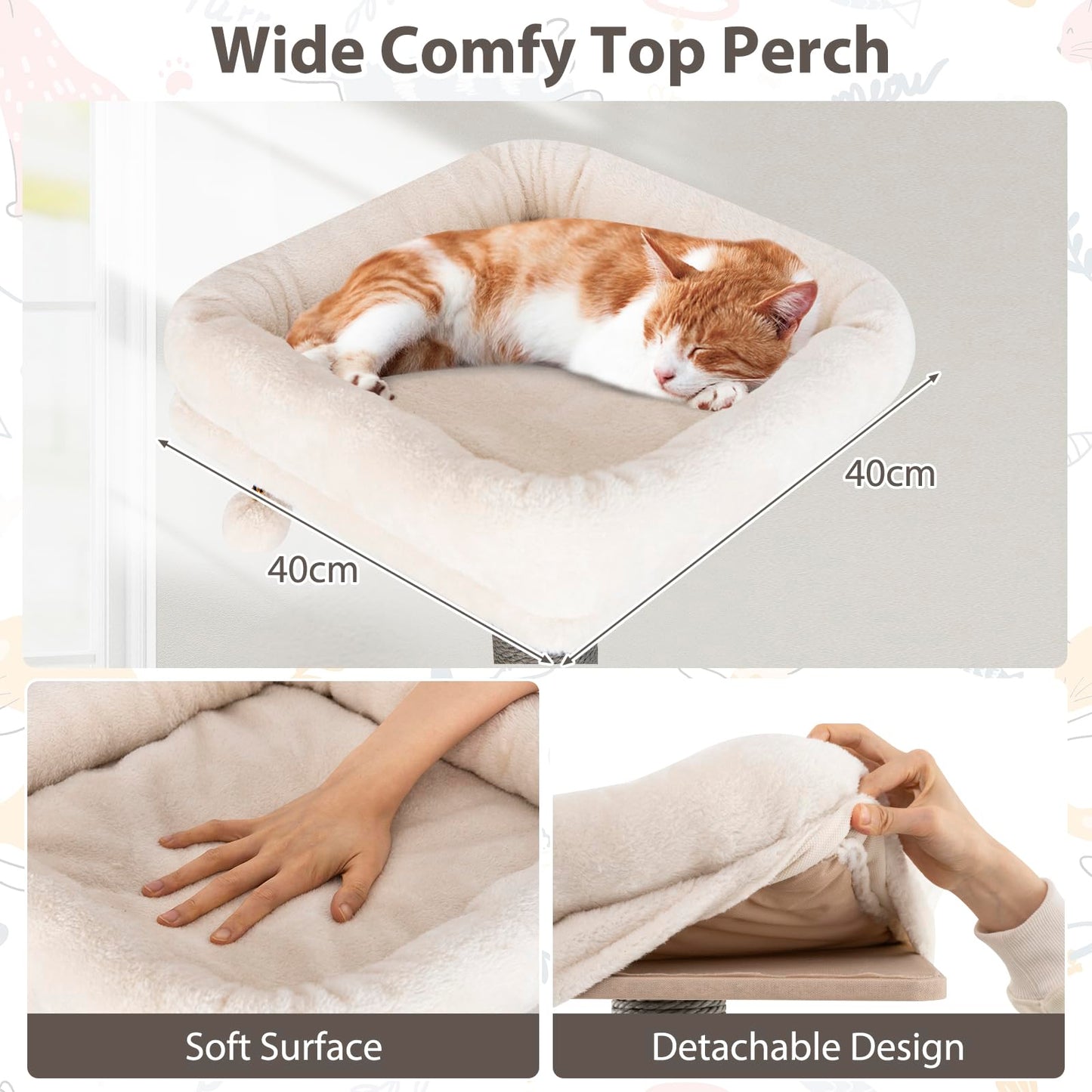 Multi-level Cat Tree for Indoor Cat with Cushion Top Perch
