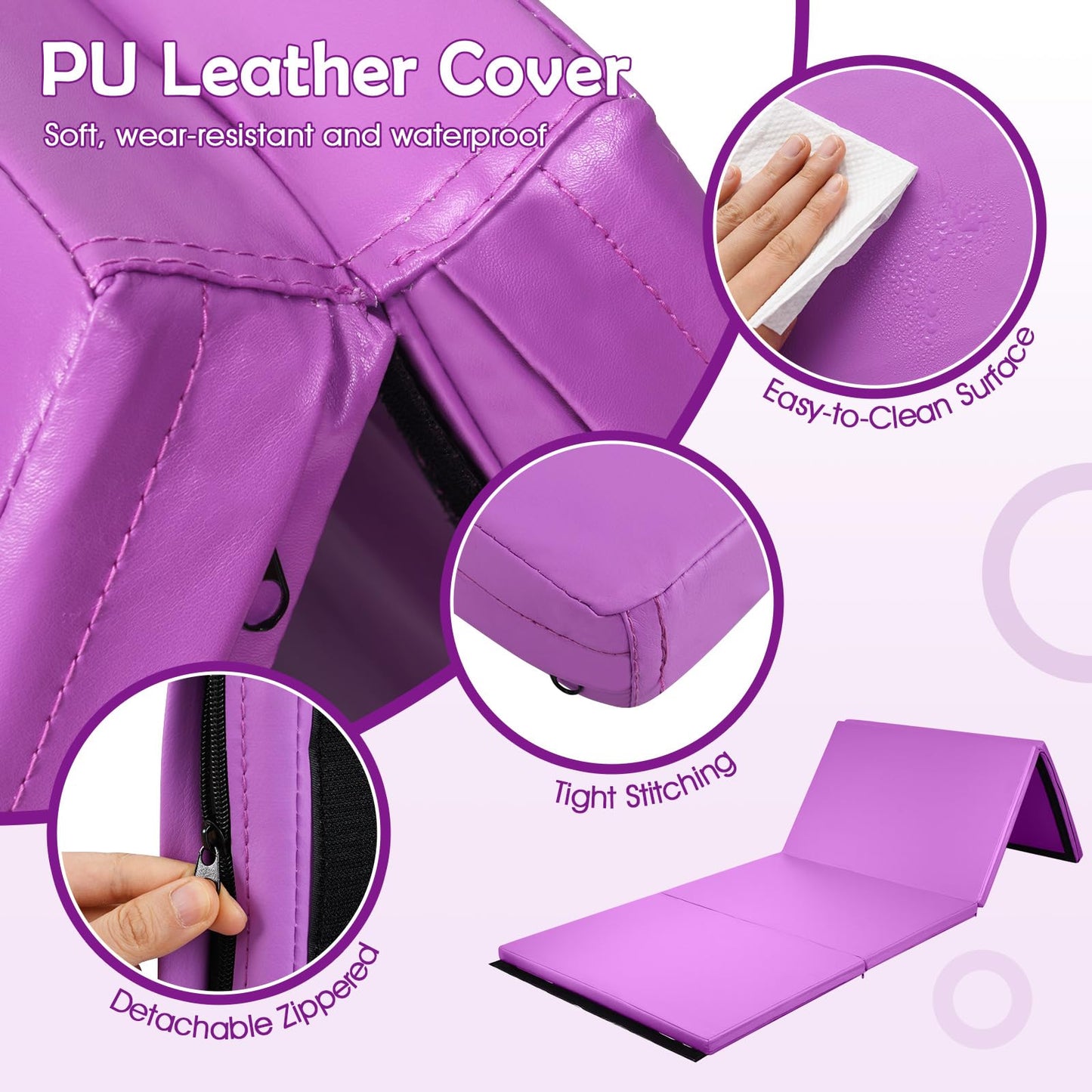 240 x 116 x 5 cm Folding Soft Floor Mat with Carry Handles and Hook & Loop Fasteners