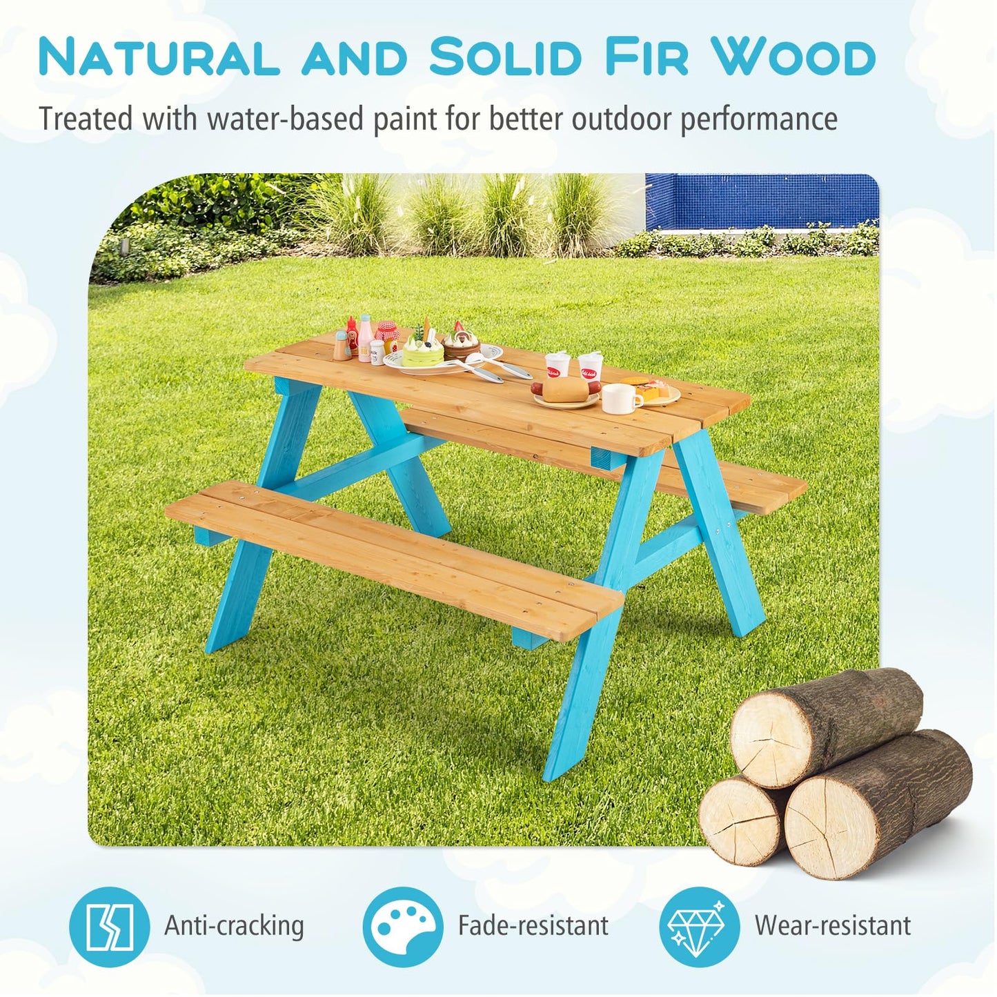 Fir Wood Children Garden Furniture with Benches