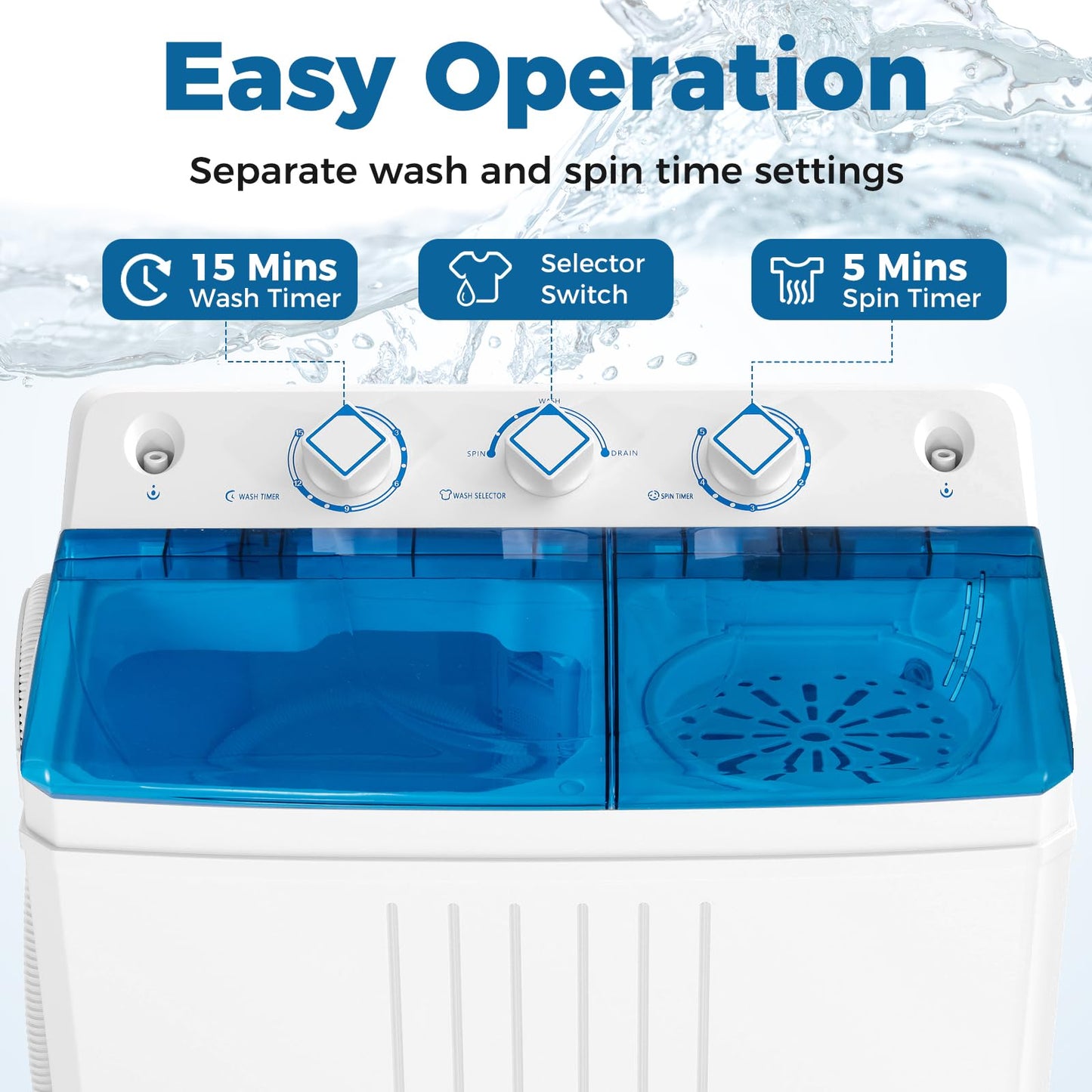 Portable Washing Machine with Drain Pump for Apartment Dorm