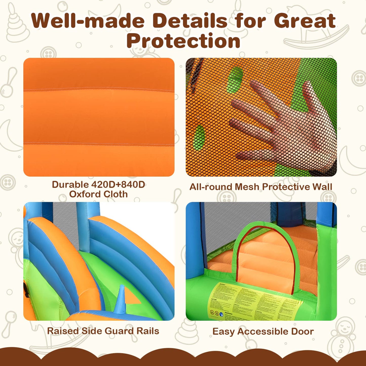 6 in 1 Giant Water Park with Long Slide for Summer Outdoor Play
