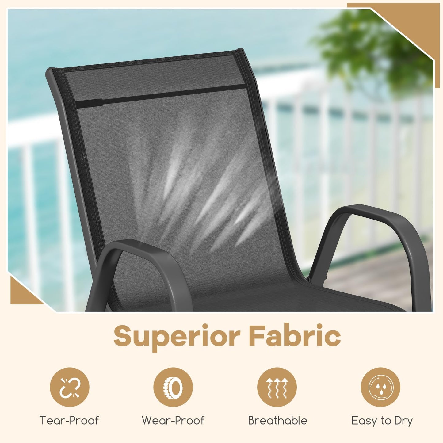 Stackable Outdoor Modern Accent Chairs with Armrests