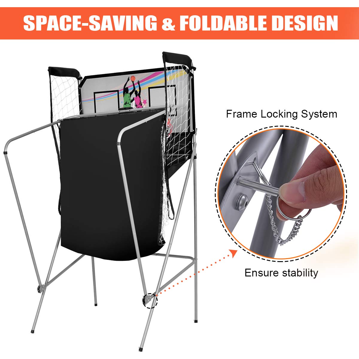 Dual Shot Electronic Foldable Basketball Arcade Game