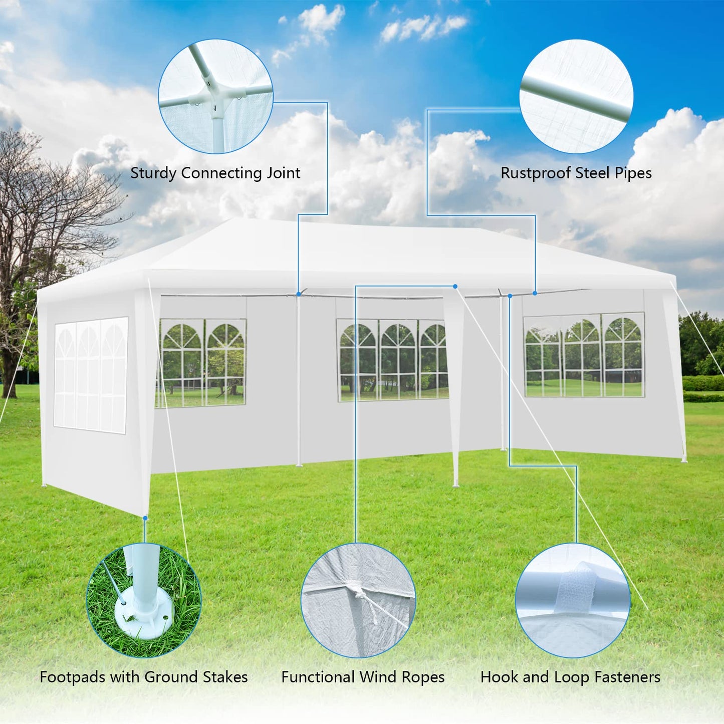 Garden Gazebo with Carry Bag and 4 Side Walls