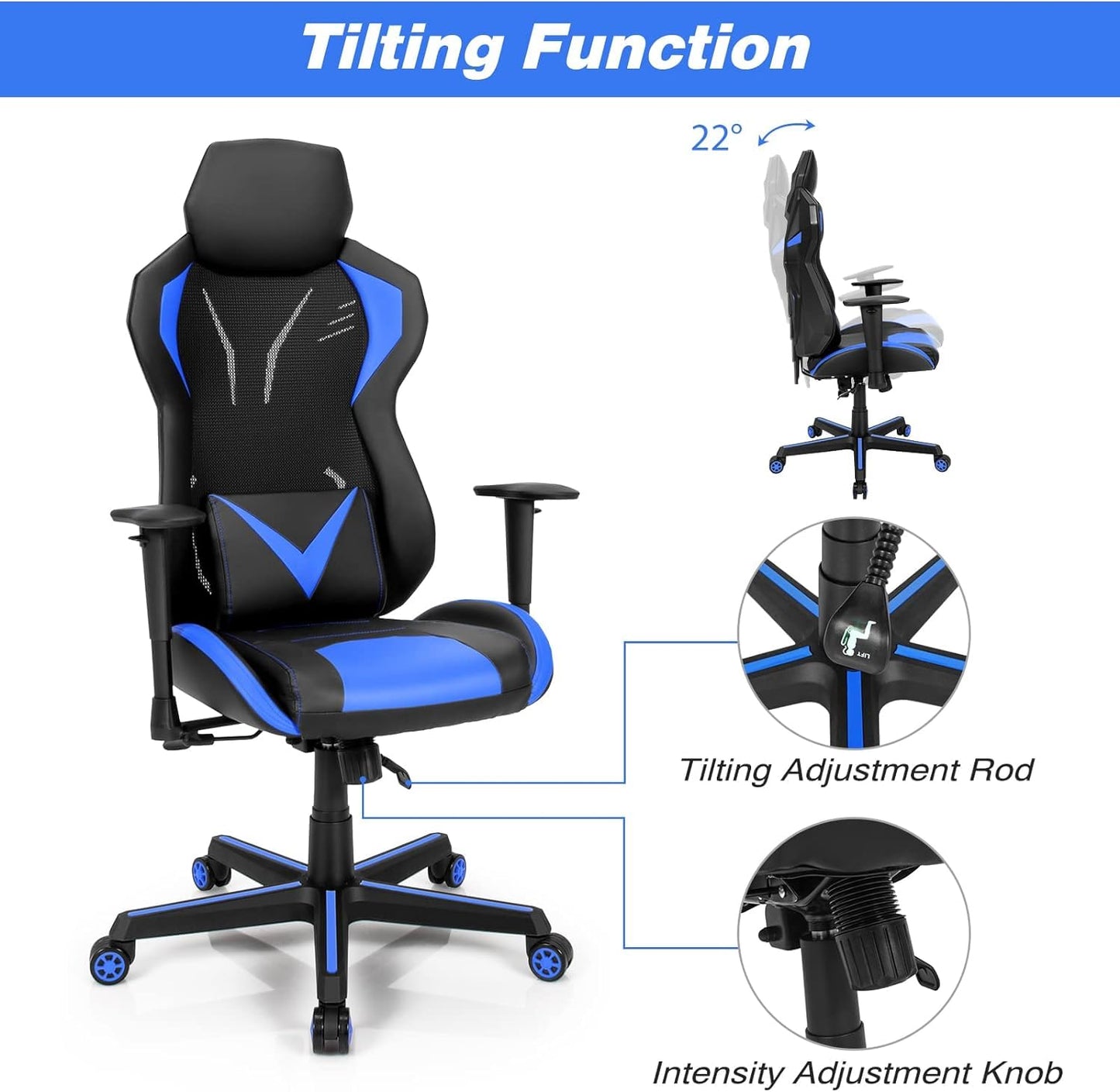Ergonomic Gaming Chair with Tilting Function