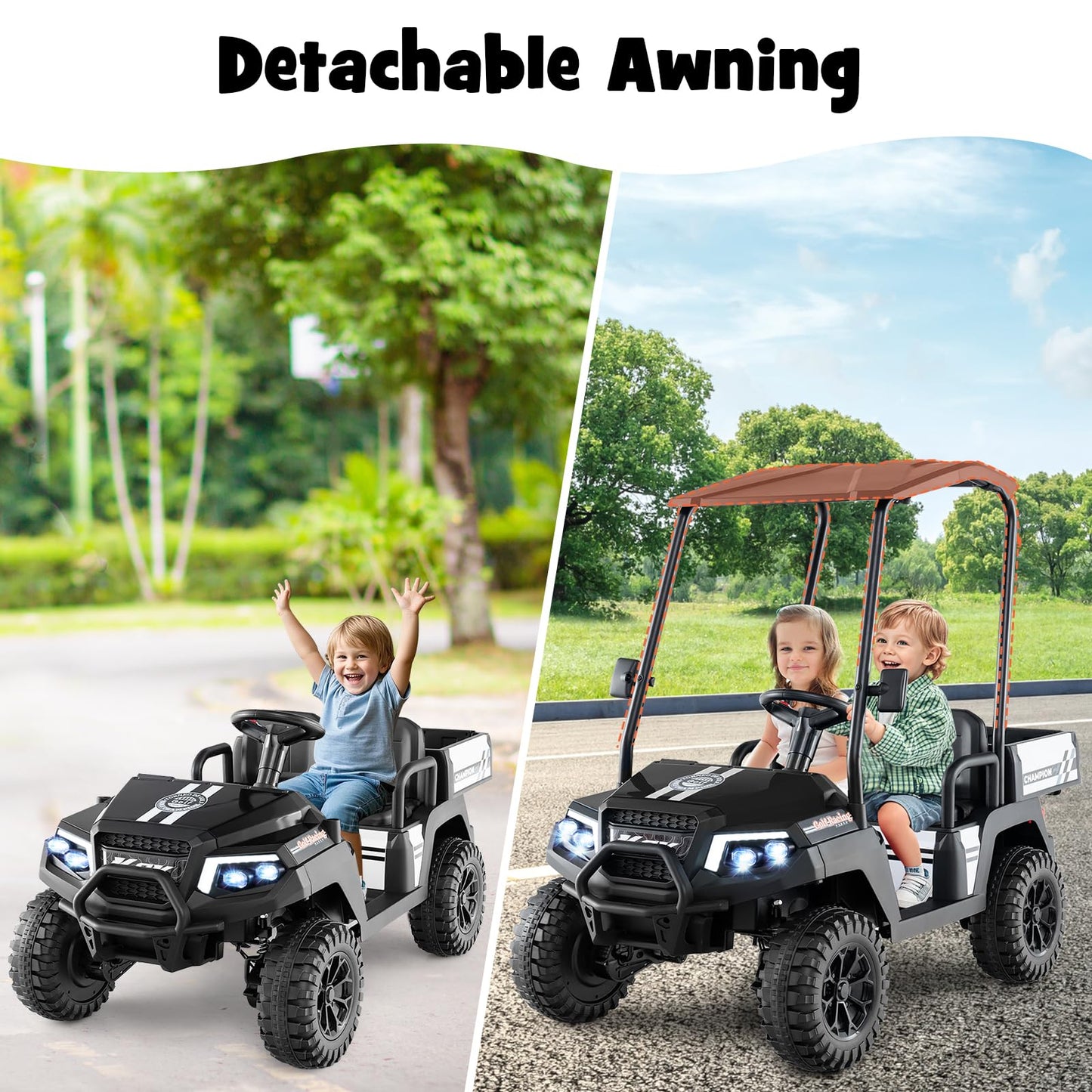 24V Kids Golf Cart 4WD 2 Seater Ride on Car with Dump Bed