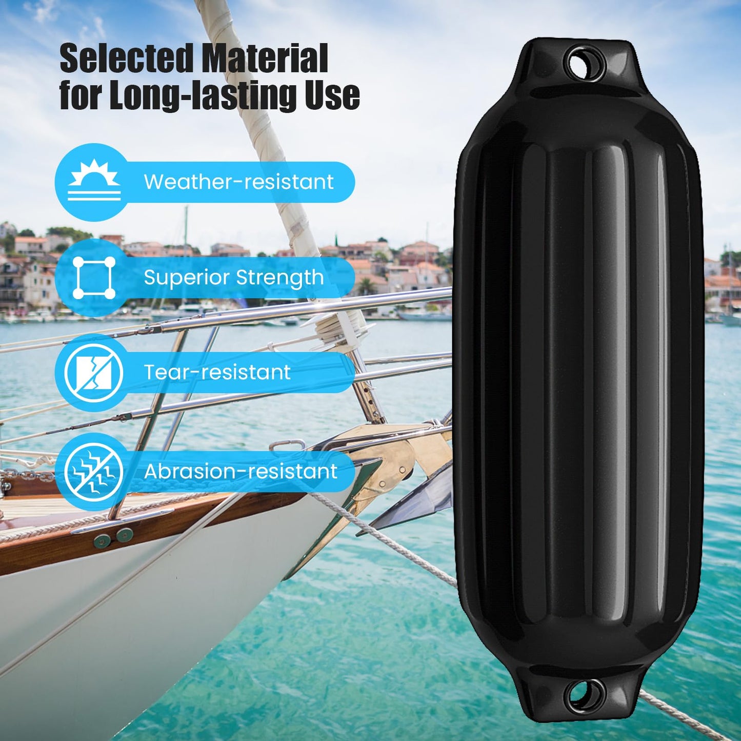 4 Pieces Boat Fenders for Pontoon Boat Sailboat and Speedboat