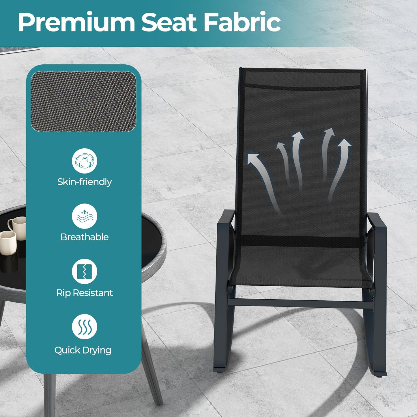 2 Pieces Outdoor Rocking Armchairs Relax Porch Rocker with Non-Slip Rubber Mats