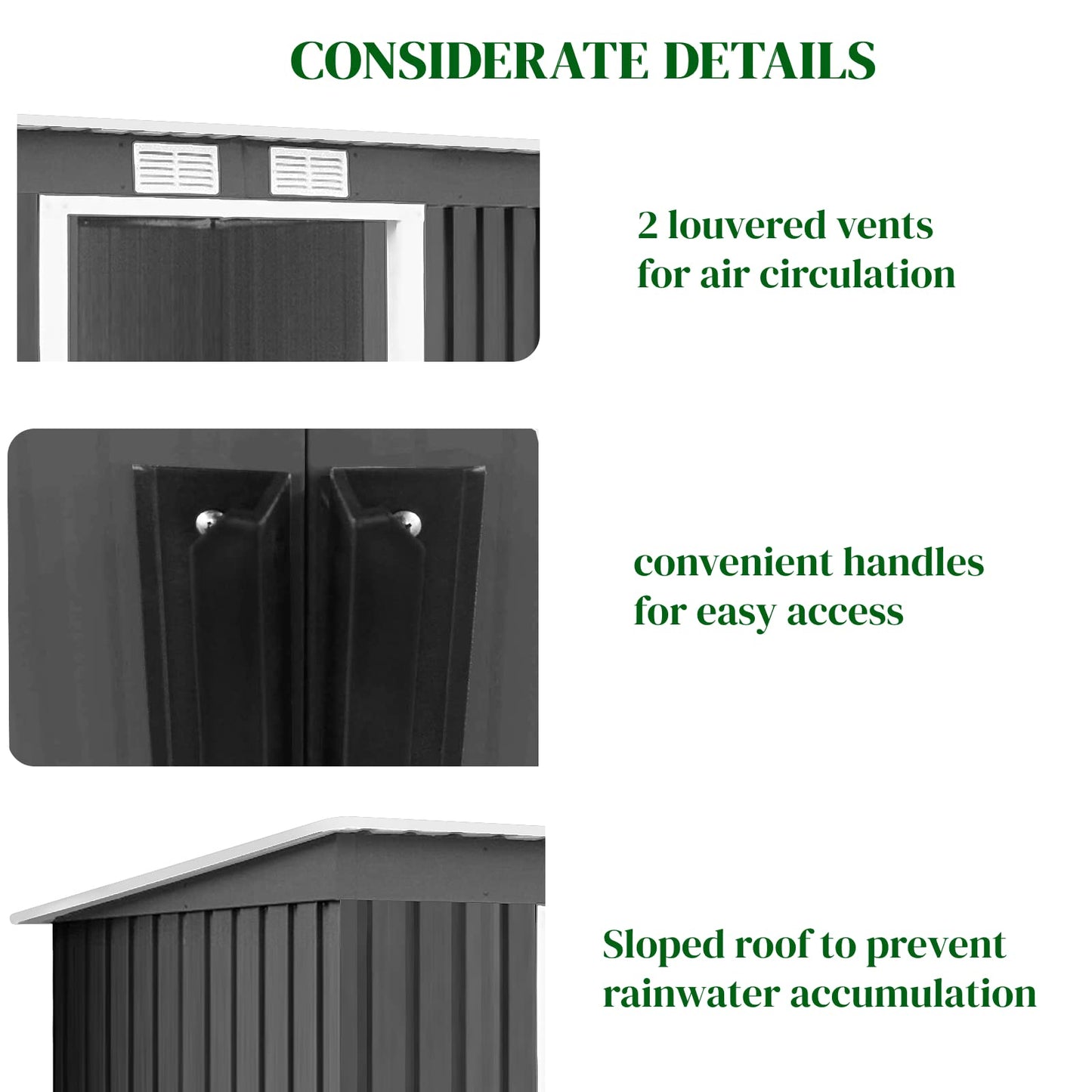 GiantexUK 7x4FT Metal Garden Shed, Outdoor Galvanized Storage House (7x4FT, 2 Vents)