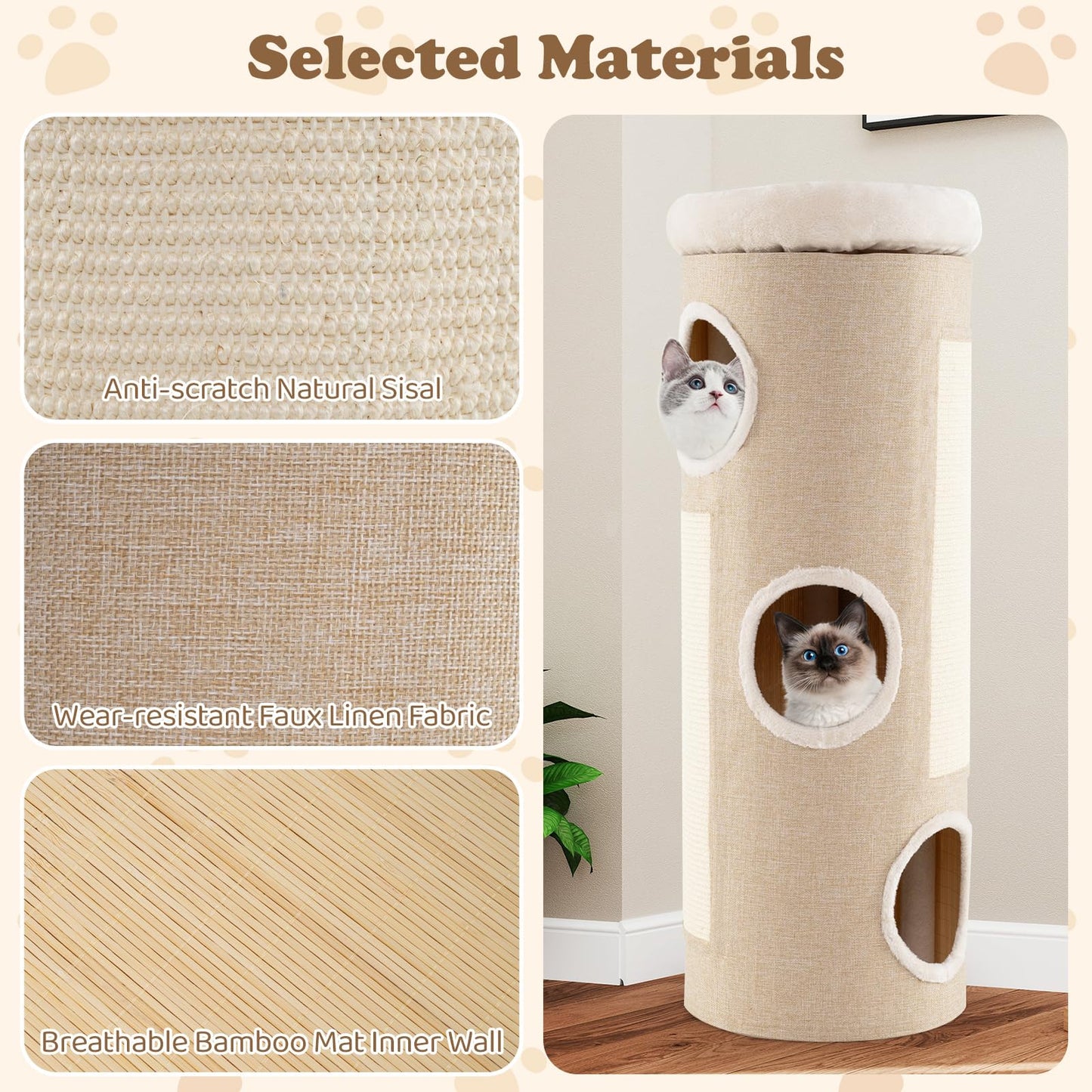 4-Level Cat House for Indoor Cats with Removable Perch