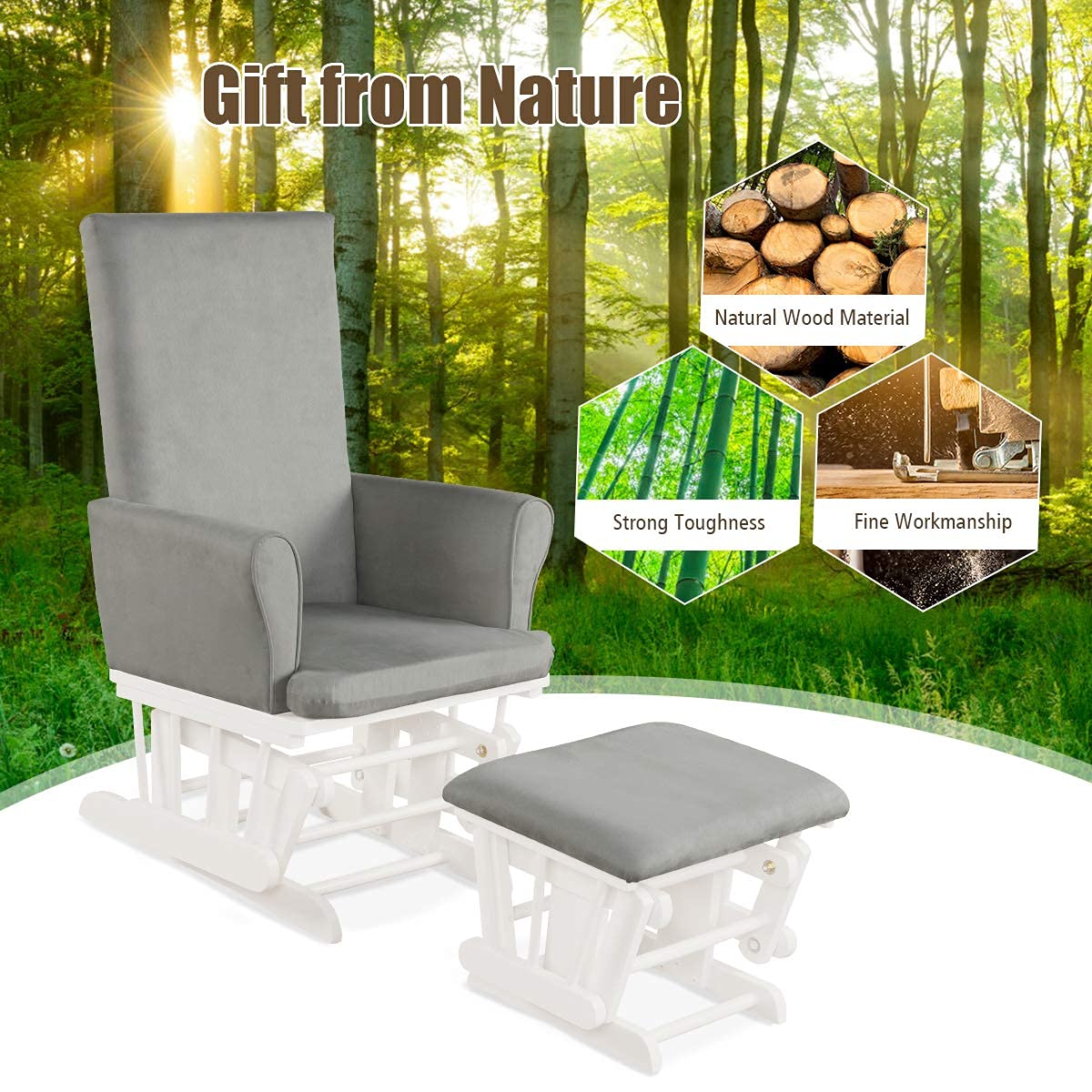 Reclining Maternity Chair with Padded Cushions