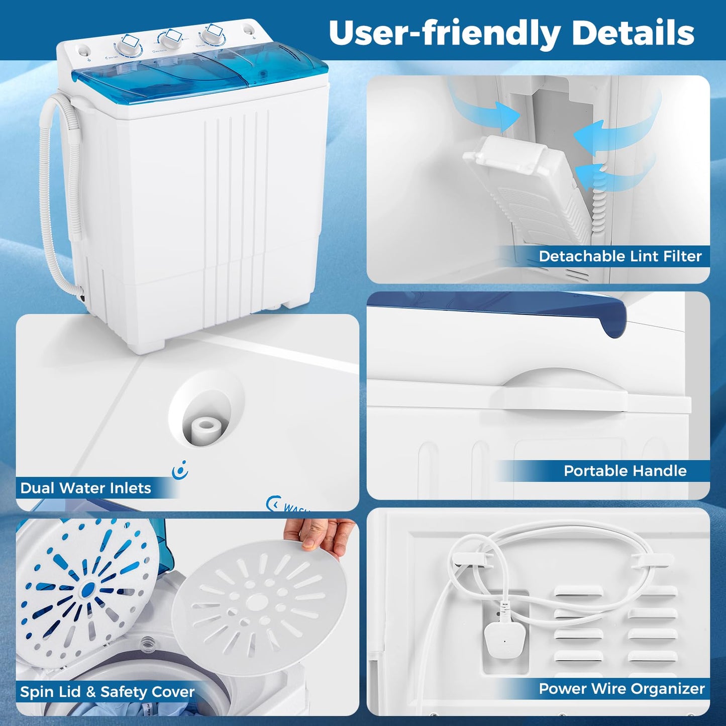 Portable Washing Machine with Drain Pump for Apartment Dorm
