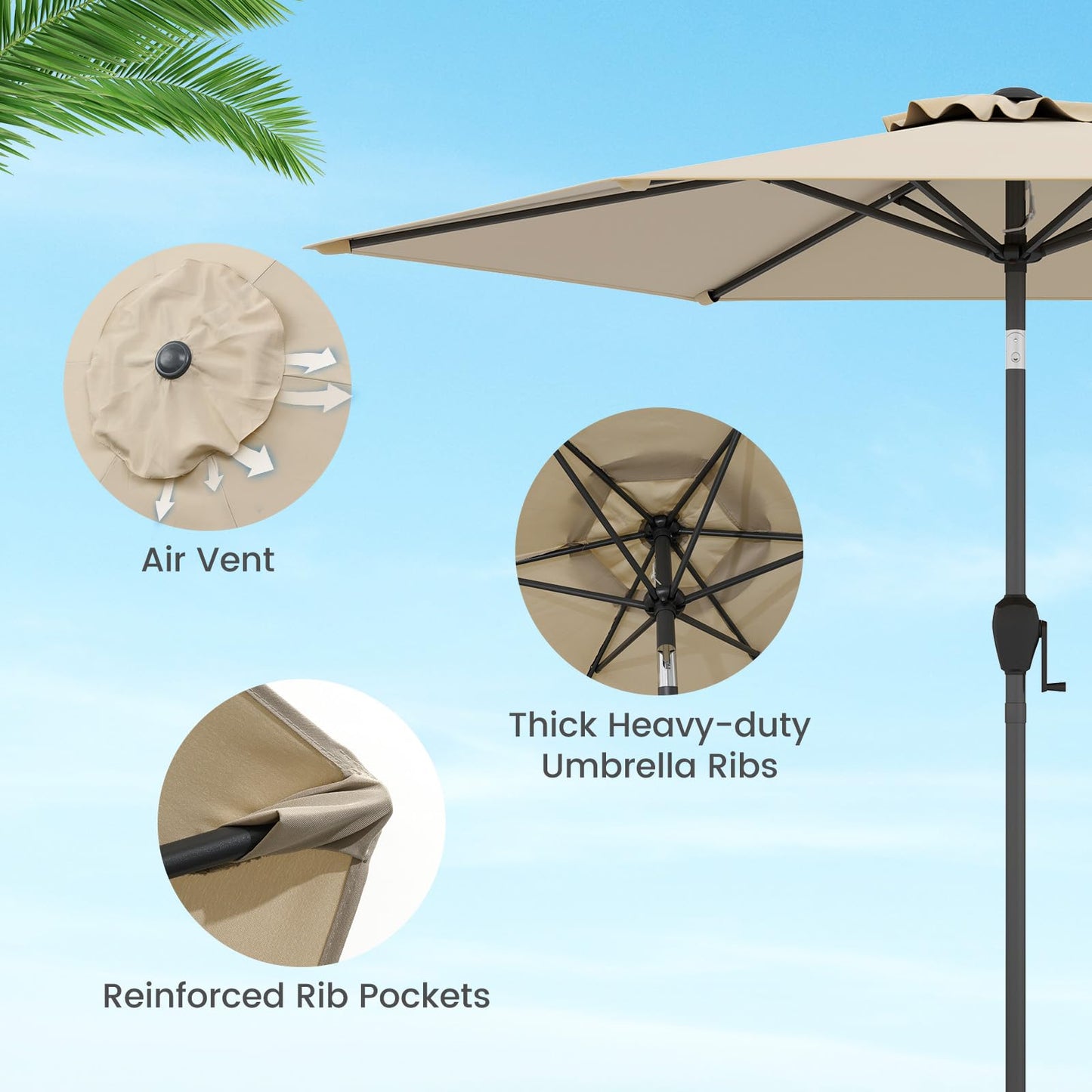 Outdoor Heavy Duty Umbrella with Push Button Tilt