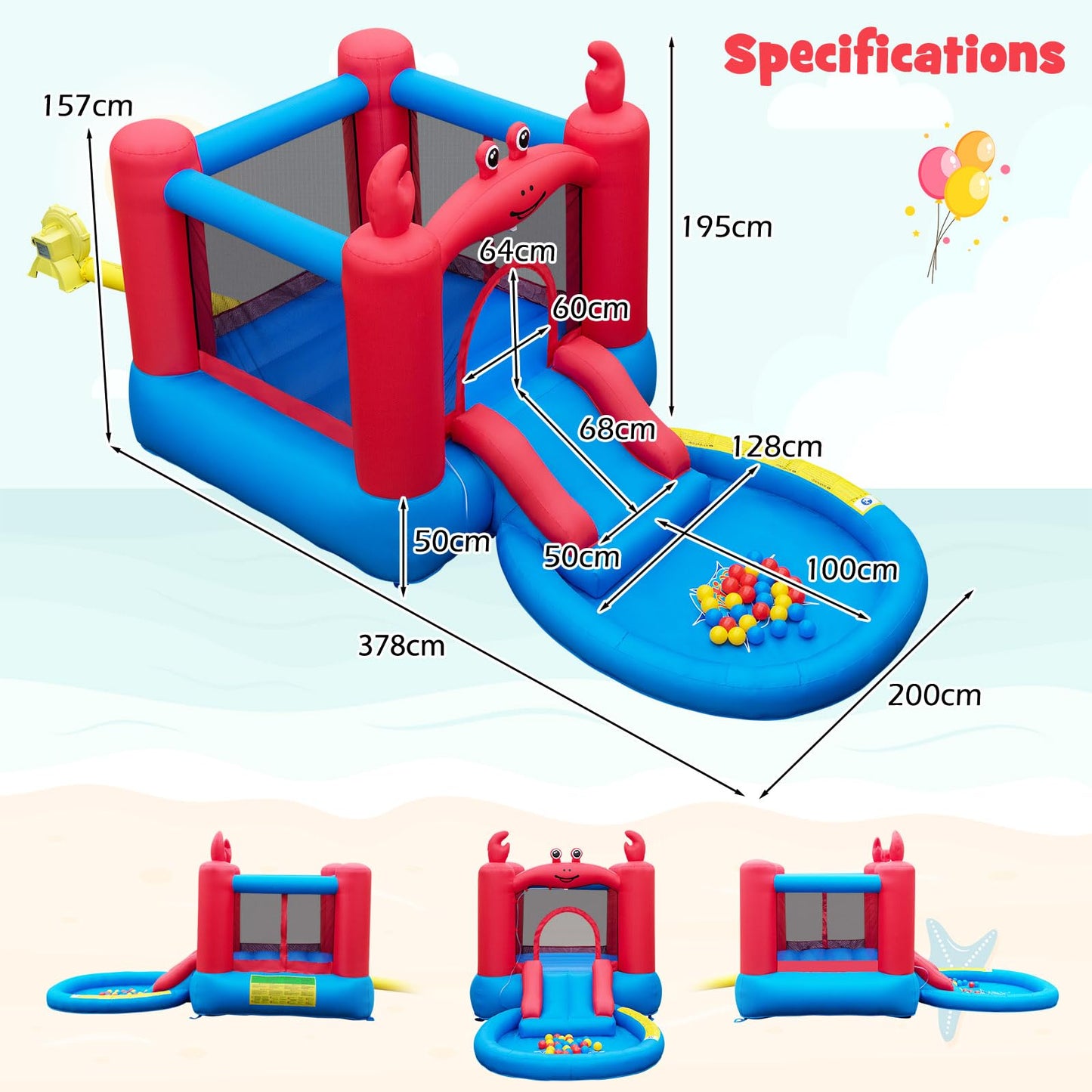 Crab-themed Water Park with Slide and Splashing Pools