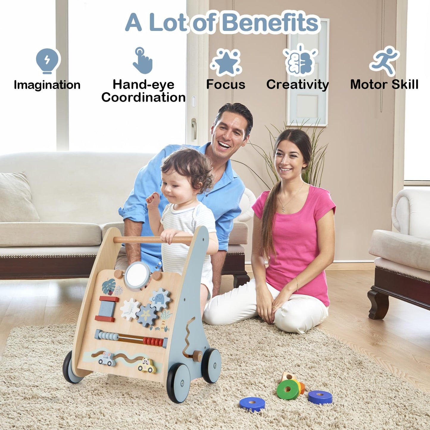 7 in 1 Toddler Push Along Toy with Activity Center