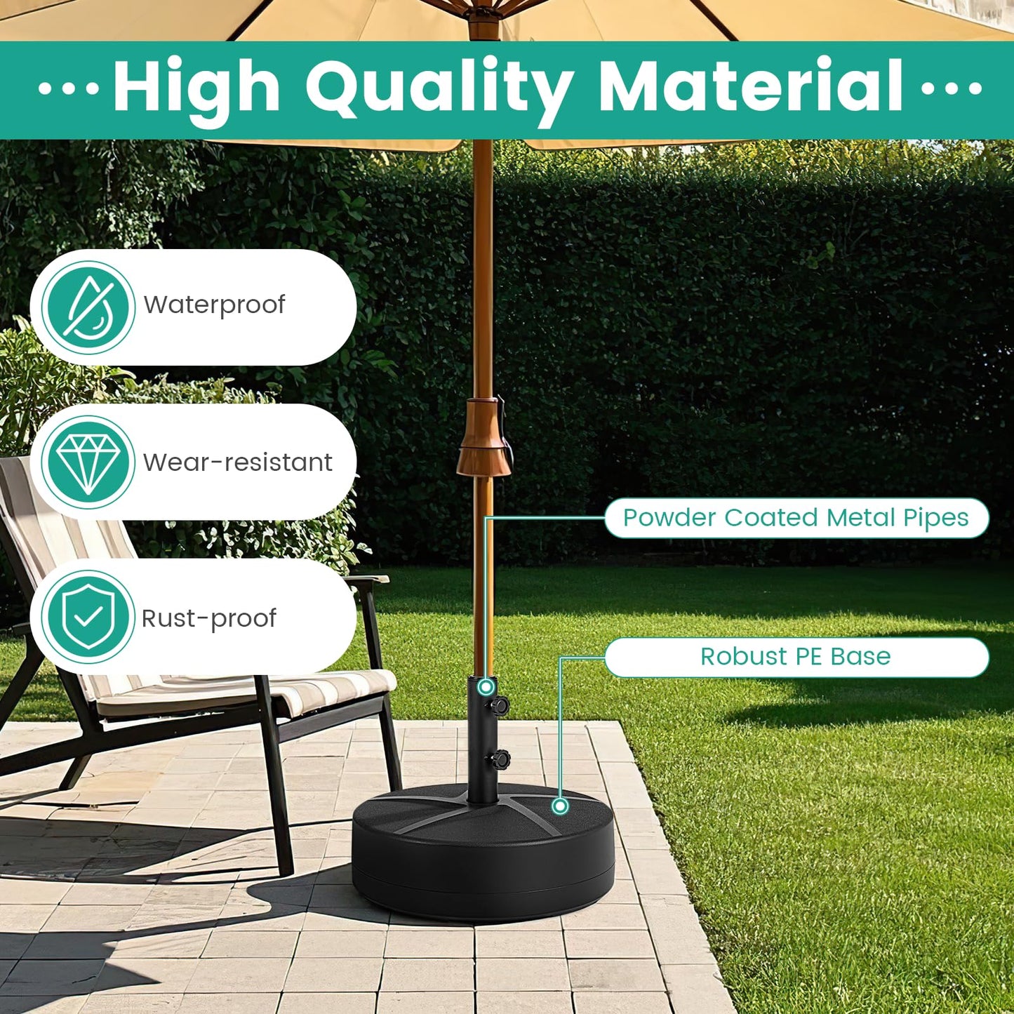 Weighted Patio Umbrella Base with 2 Adjustable Knobs for Garden