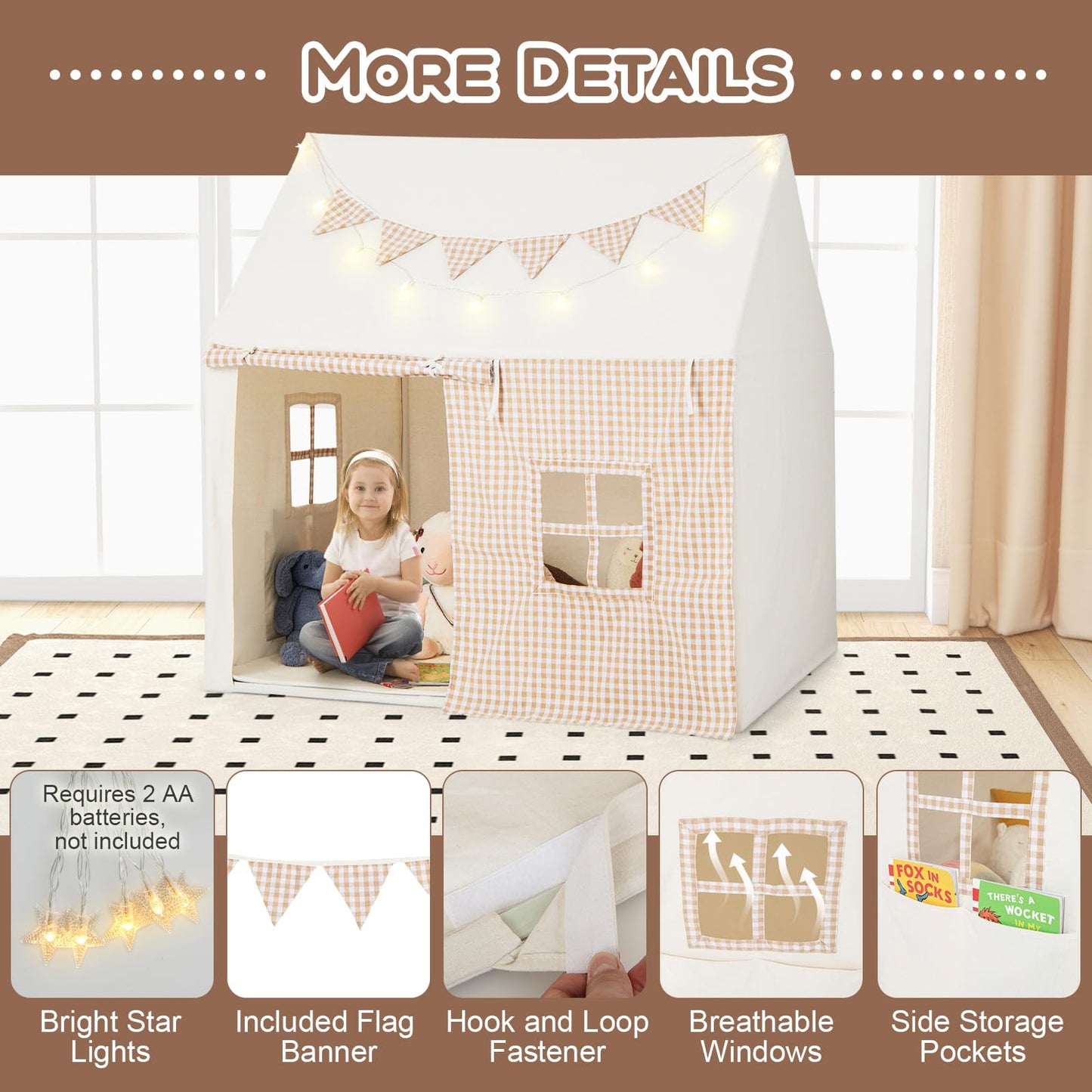 Indoor Large Playhouse with Mat for Boys & Girls