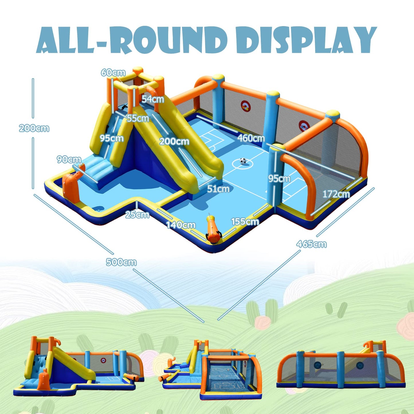 Jumping Bouncy Castle with Climbing Wall for Kids Summer Play without blower