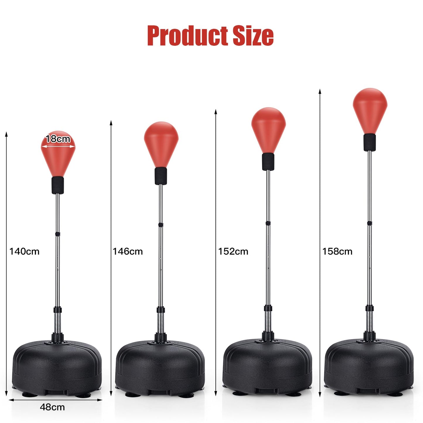 Freestanding & Height Adjustable Punching Bag with Stand and Gloves