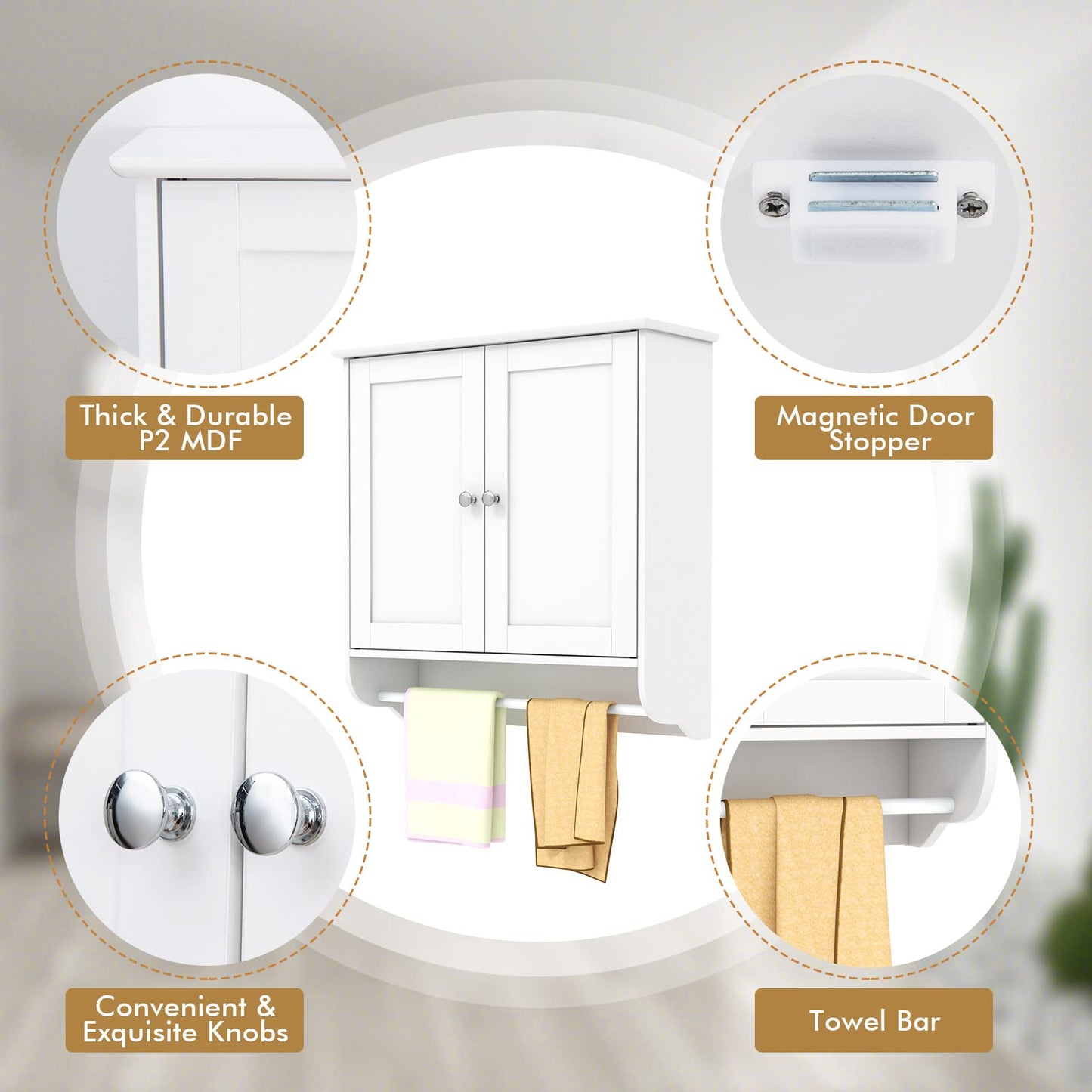 Wall Mounted Bathroom Cabinet with Adjustable Shelf