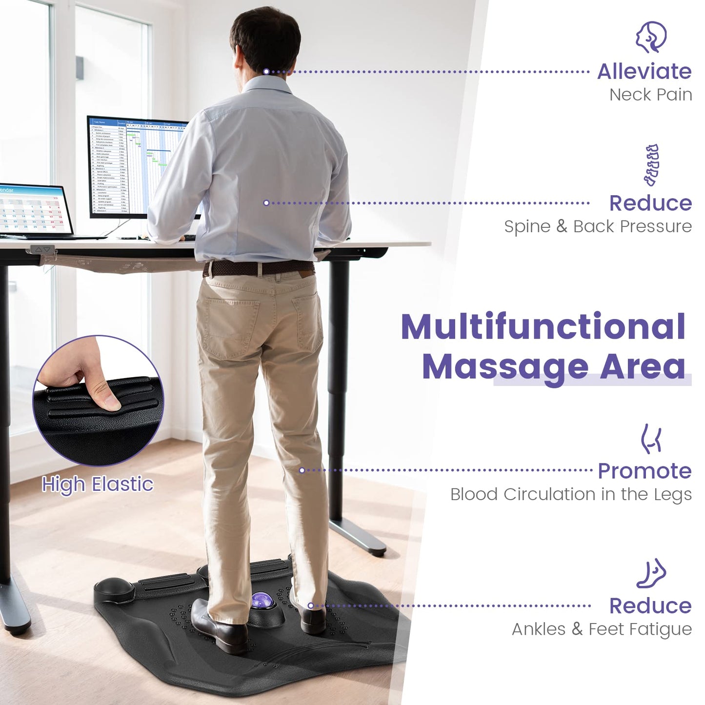 Ergonomic Anti Fatigue Mat with Rolling Massage Ball and Points
