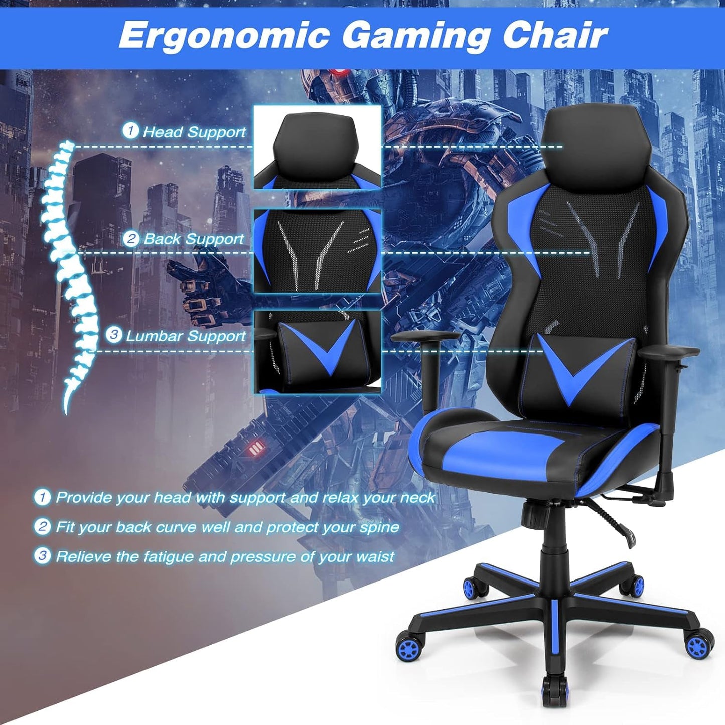 Ergonomic Gaming Chair with Tilting Function