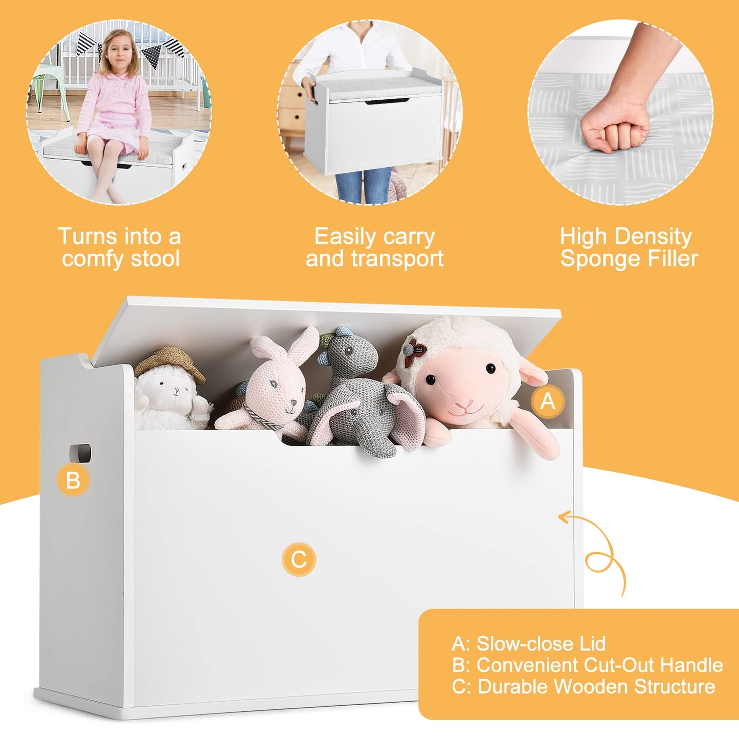 Kids Bench and Storage Chest with Cushion