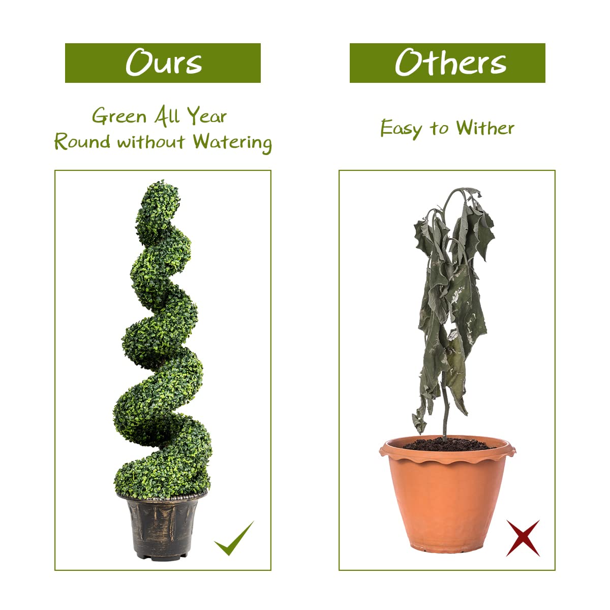 120cm Greenery Faux Boxwood Spiral Plant with Realistic Leaves and Pot