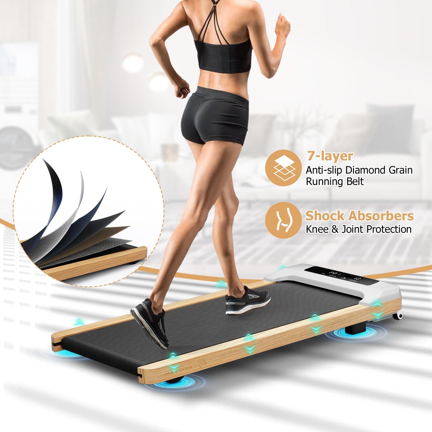 2.25HP Under Desk Treadmill with Remote Control for Home Office