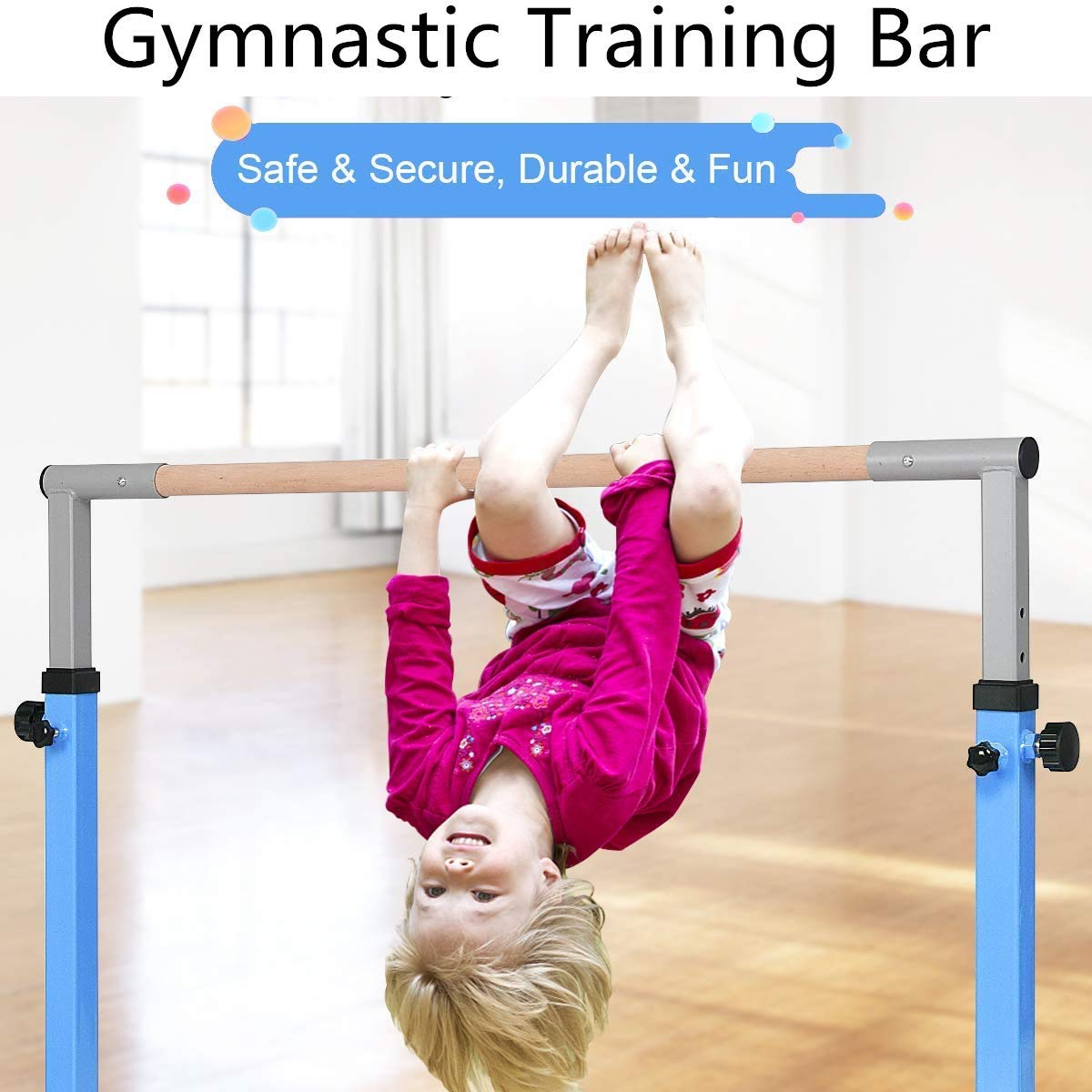 90-150cm Height Gymnastics Training Bar with Non-slip Rubber Pads