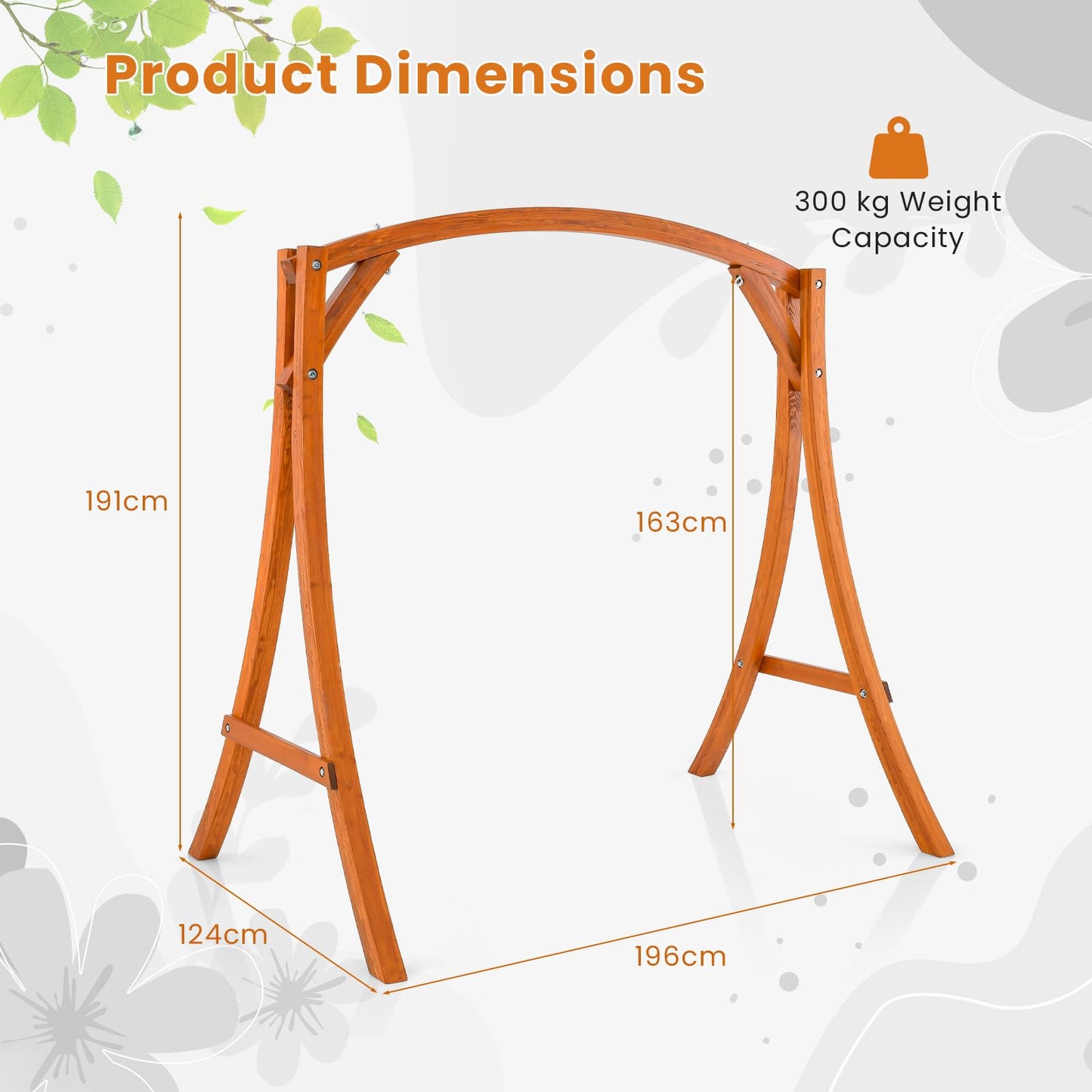 Solid Wood Garden Swing Stand Frame