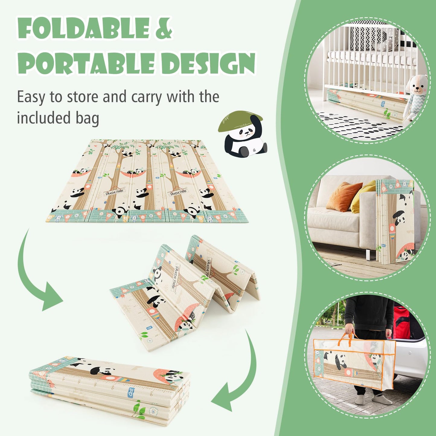 Double-Sided Extra Large Foam Playmat with Carrying Bag