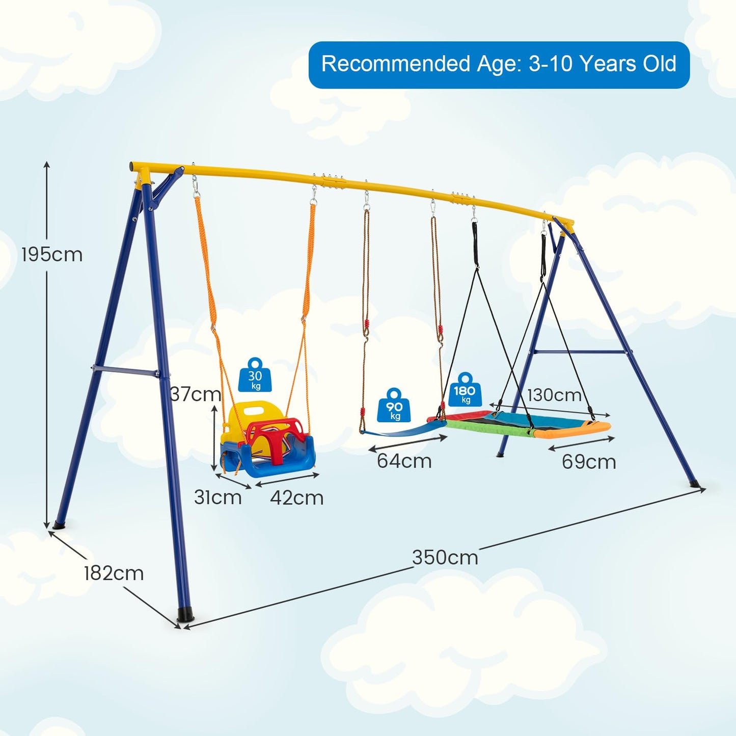 Heavy Duty Extra Large Metal Swing Frame with Platform Swing