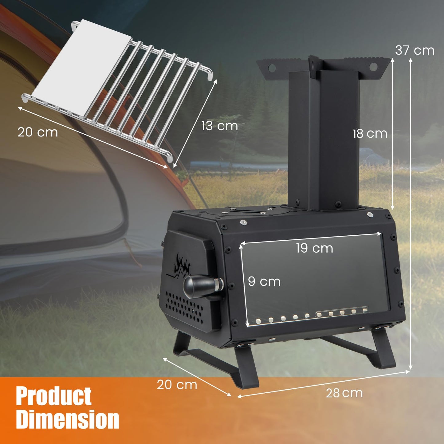 Camping Burning Stove with 2 Cooking Positions