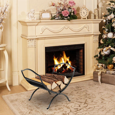 GiantexUK Foldable Firewood Rack, Indoor Outdoor Arced Metal Fireplace Log Holder