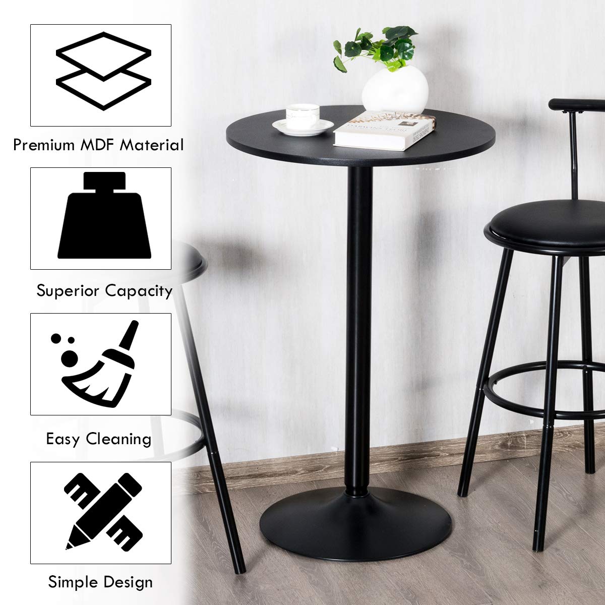 101cm Height Counter Bistro Pub Tables with Fixed Tabletop and Stable Base