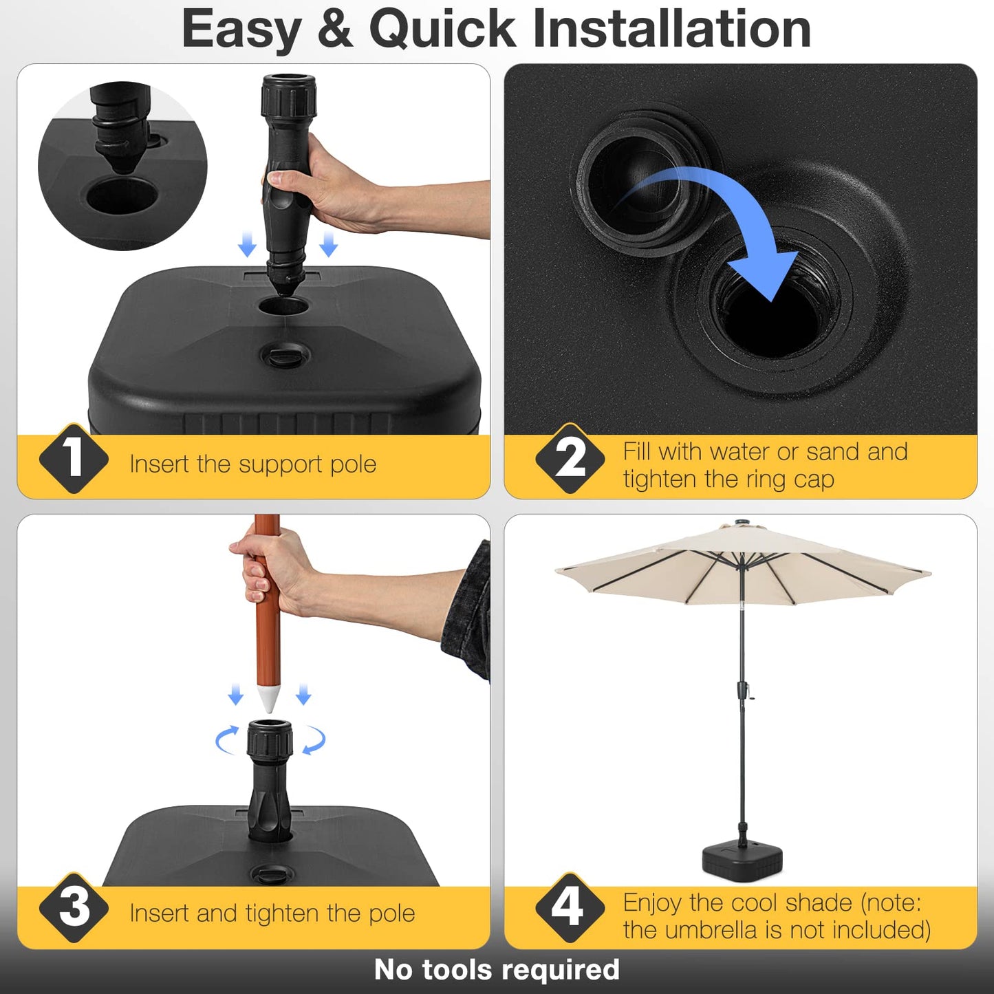 Heavy-Duty Patio Parasol Umbrella Stand Fit 38 mm Umbrella Poles